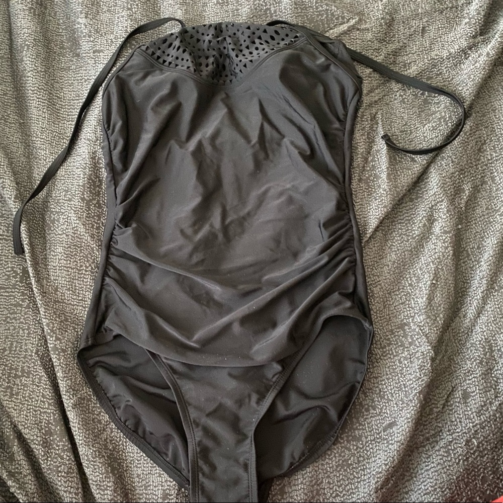 Black halter top swimsuit
